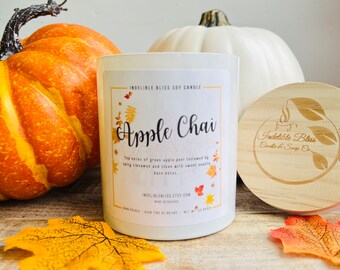 APPLE SCENTED SOY Candle| Fall Candle|Apple Candle| Chai| Apple Chai||thanksgiving candle|Cozy|Nontoxic| Decorated candle|Housewarming gift