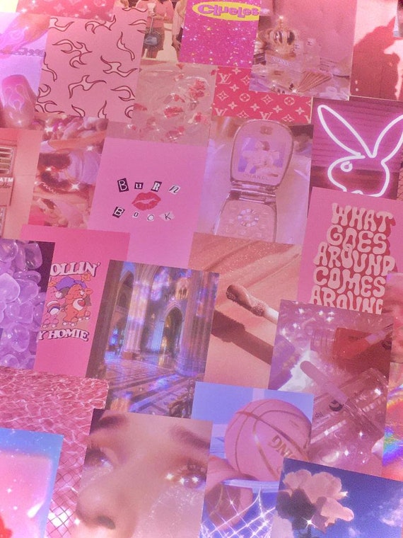 Y2k wall collage baddie/ pink aesthetic | Etsy