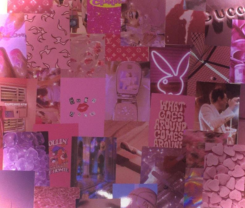 Y2k wall collage baddie/ pink aesthetic | Etsy