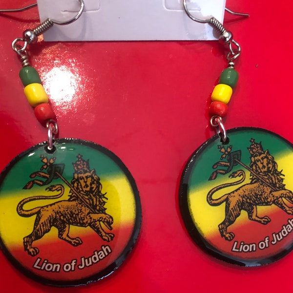 Lion of Judah Rasta Dangle Earrings