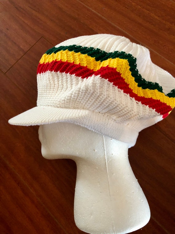 White Rasta Colors Tam Hat | Etsy Australia