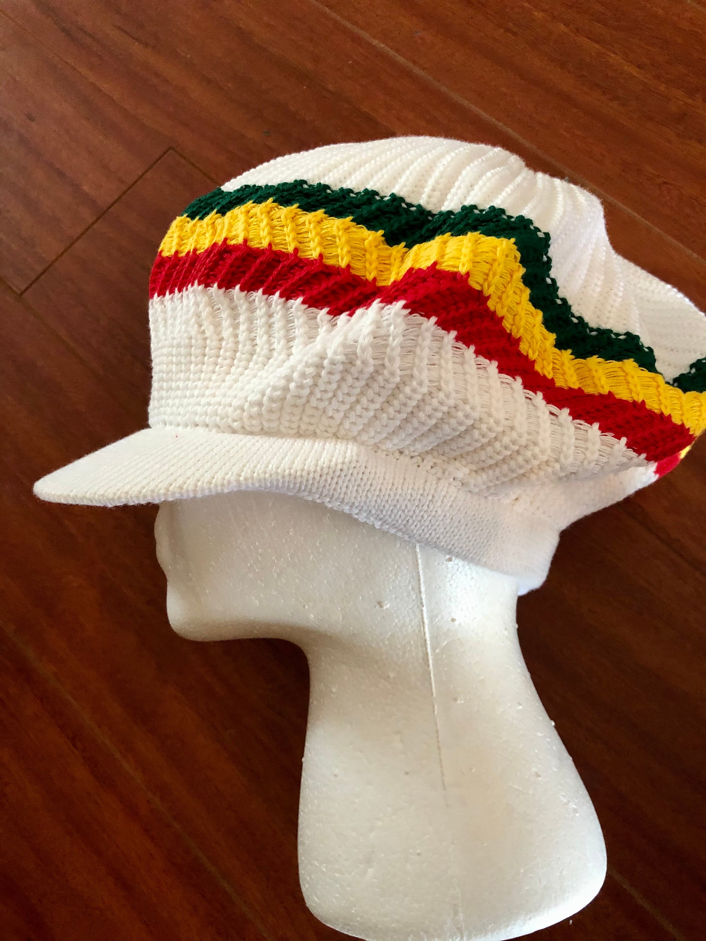 White Rasta Colors Tam Hat Etsy Canada