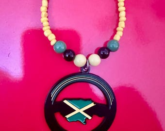 Jamaica Flag Map  Necklace