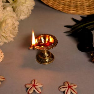 BulkySanta Pure Brass laxmi kuber diya | Pooja Dia Home Temple Decoration Oil Lamp Gift Items | Heavy brass material (Size 2&quot; x 2&quot; x 2&quot;)