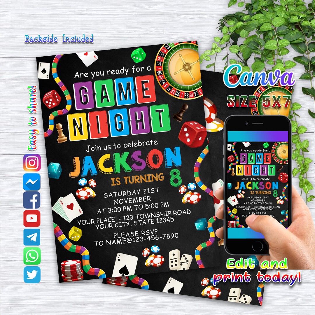 Game Night Invitation, Game Invitation, Game Birthday Invitation, Game