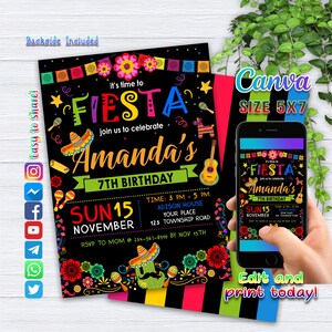Taco Bout a Party Invitation de tout âge - Fiesta Birthday Party Invite Cactus Invite - Tableau numérique Téléchargement instantané Modifiable FST Fiesta
