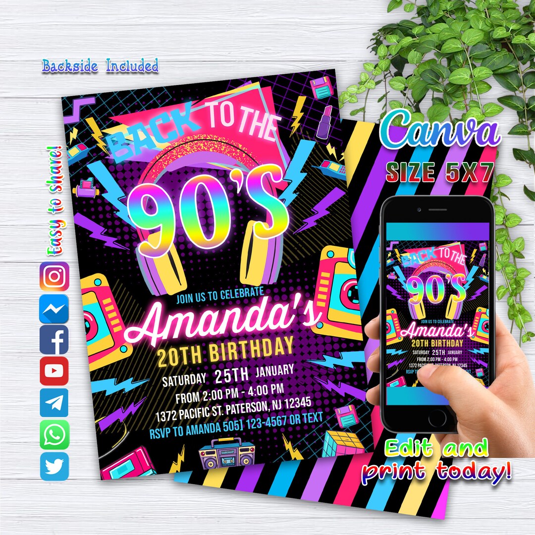 80s Invitation, 80s Birthday Invitation, 80s Invite, 80s Party, 90s