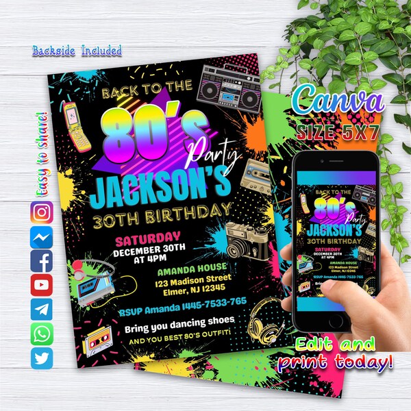 80s Party Invitation - Etsy
