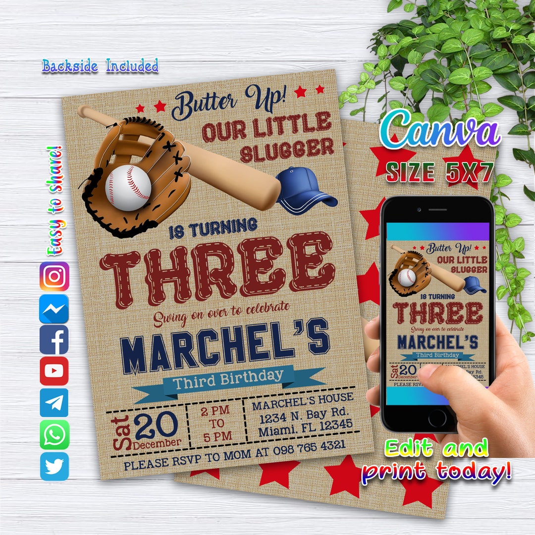 Editable Baseball Birthday Invitation, Baseball Invites, Instant ...