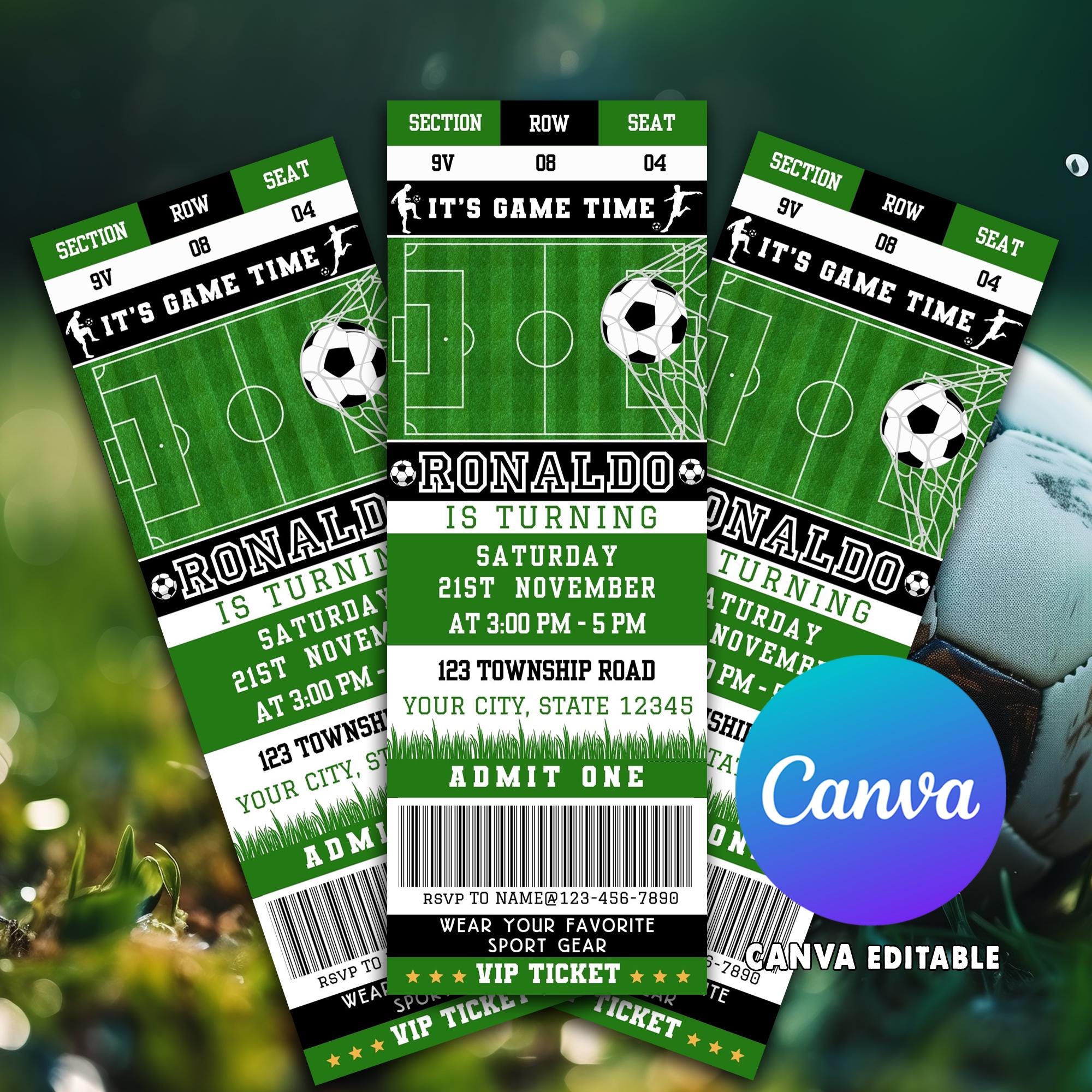 Editable Soccer Ticket Birthday Invitation Template, Soccer Invitation, Soccer Birthday Invitation, Soccer Ticket Invitation
