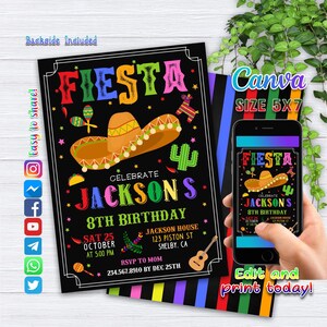 Taco Bout a Party Invitation de tout âge - Fiesta Birthday Party Invite Cactus Invite - Tableau numérique Téléchargement instantané Modifiable FST Fiesta