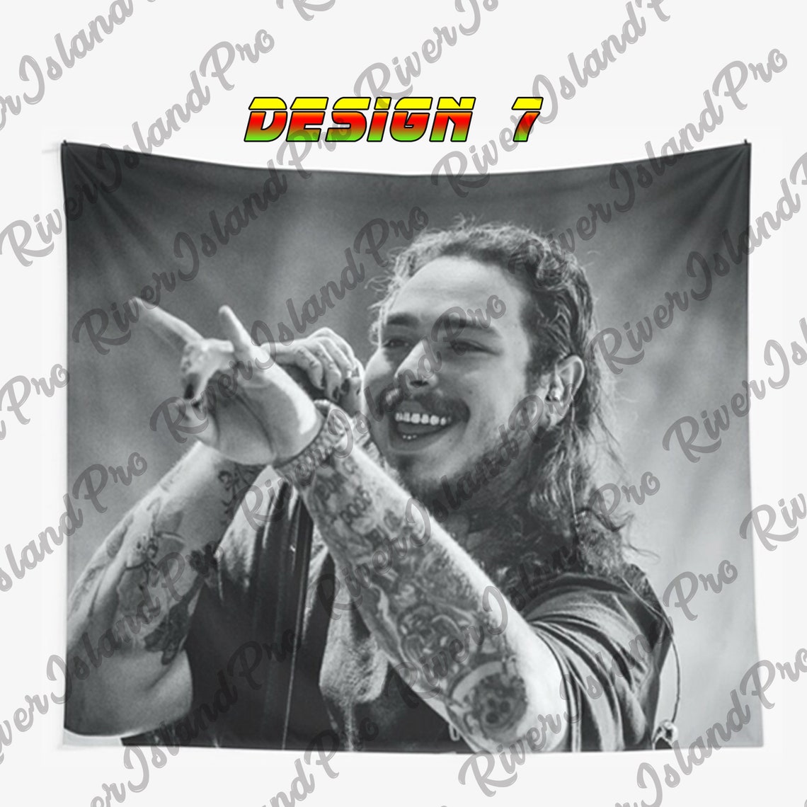 Post Malone Wall Tapestry Rapper Wall Hanging Hip Hop Etsy
