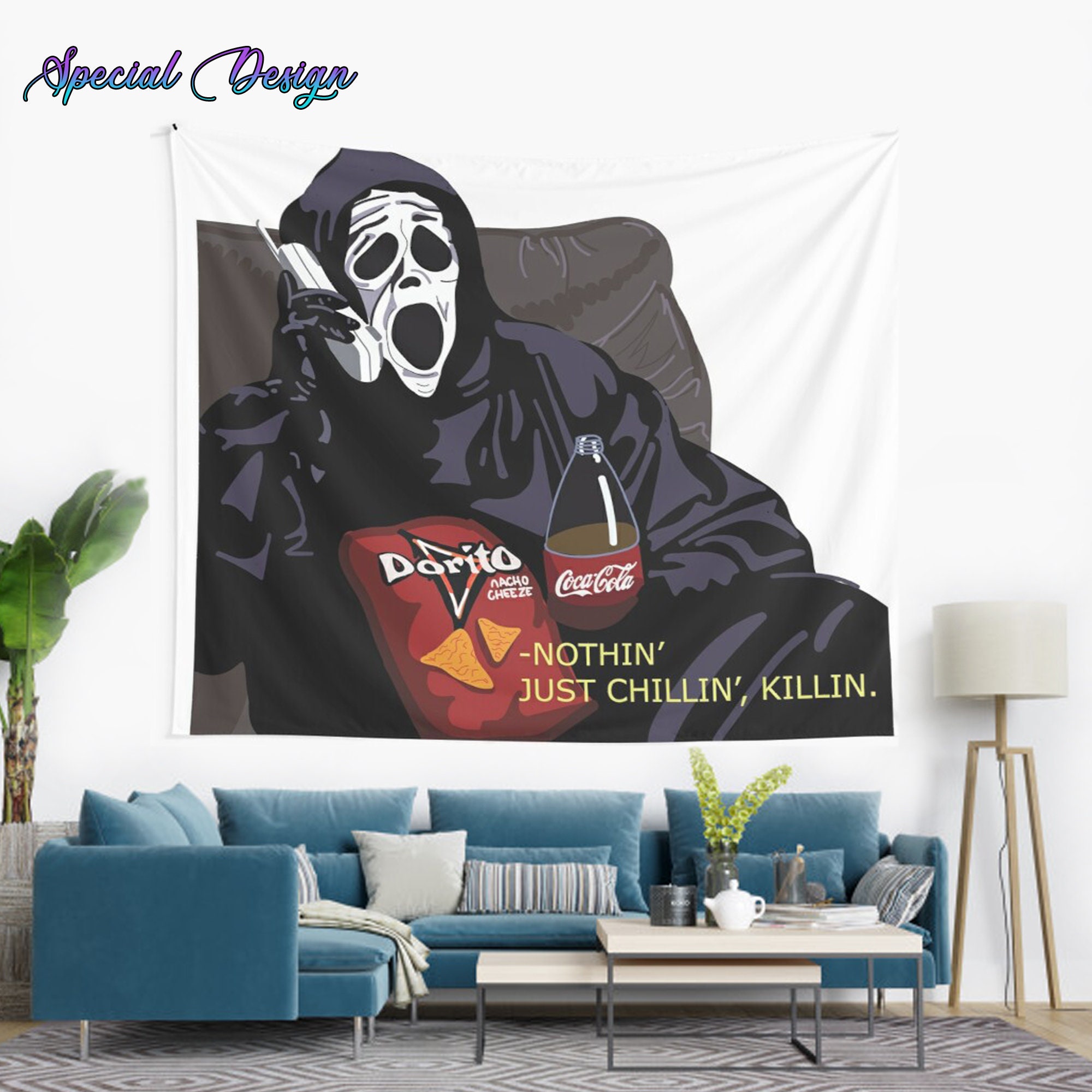 Chillin Killin Tapestry Dorito Tapestry Scary Movie Etsy
