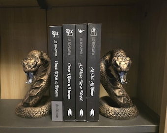 TWO Stunning Snake Bookends  Left & Right side snake decor serpent decoration book nook