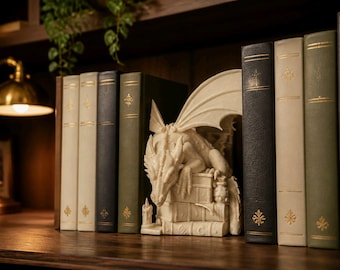 Dragon in the Library V2 Book Nook mythical ornament Diorama Bookend