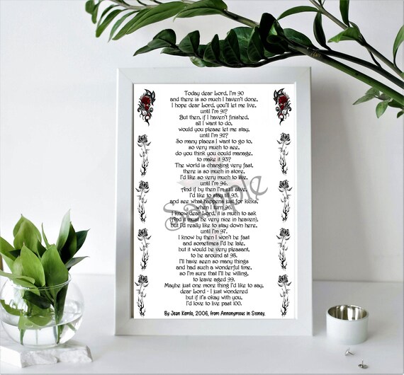 Funny 90th Birthday Poem A4 / A5 Print / Gift Keepsake Etsy Australia