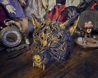 Cosplay Wolf Mask, Full size wearable costume mask Gothic Masquerade