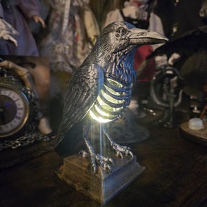 Gothic Raven with open ribcage chest with LED lights stunning figurine