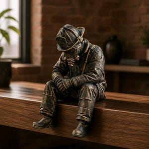Ledsen brandman / Brandman Ledge / Hyllsitter Figur prydnad
