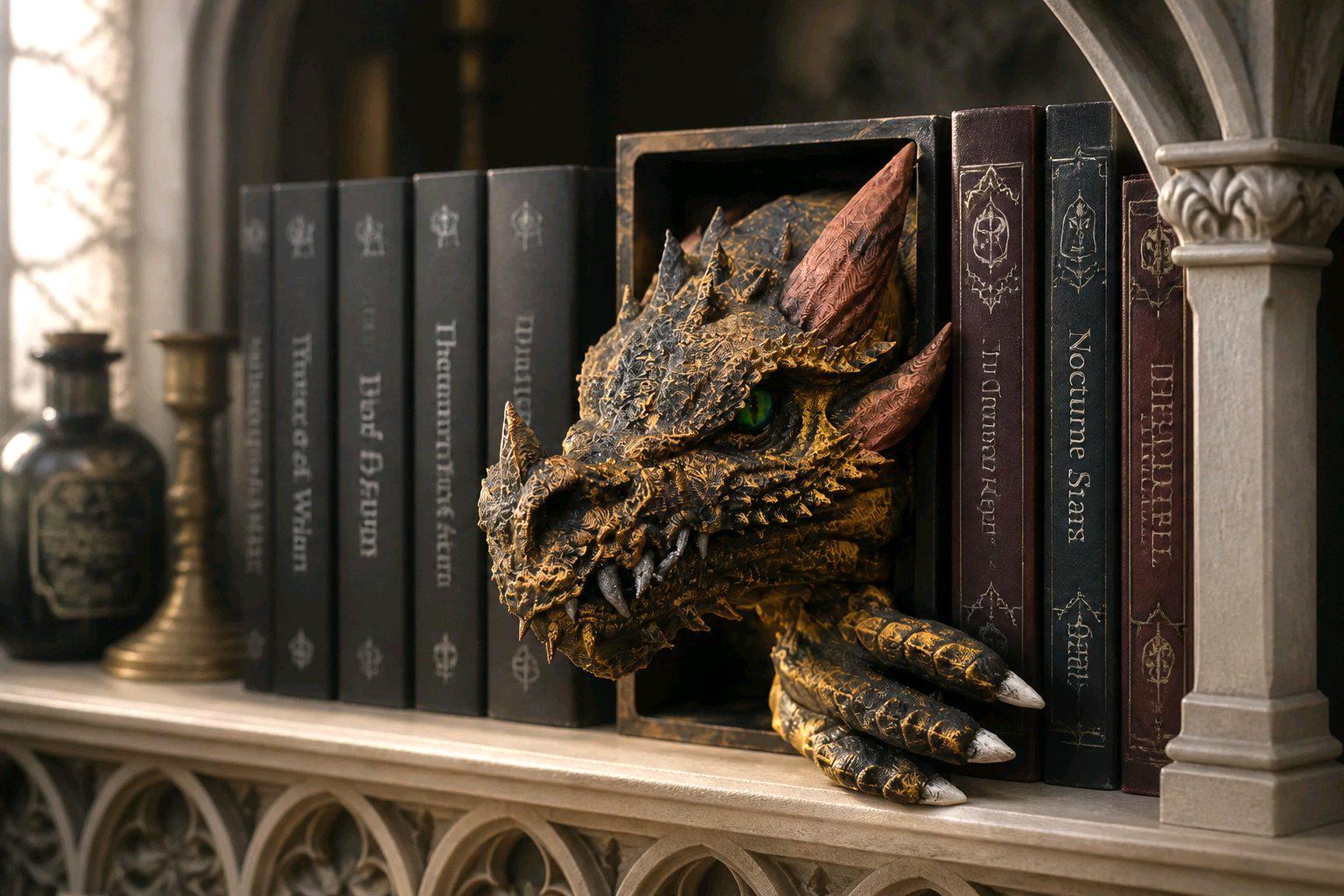 Dragon Book Nook bookend stunning for book shelf V1