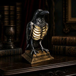Gothic Raven with open ribcage chest with LED lights stunning figurine