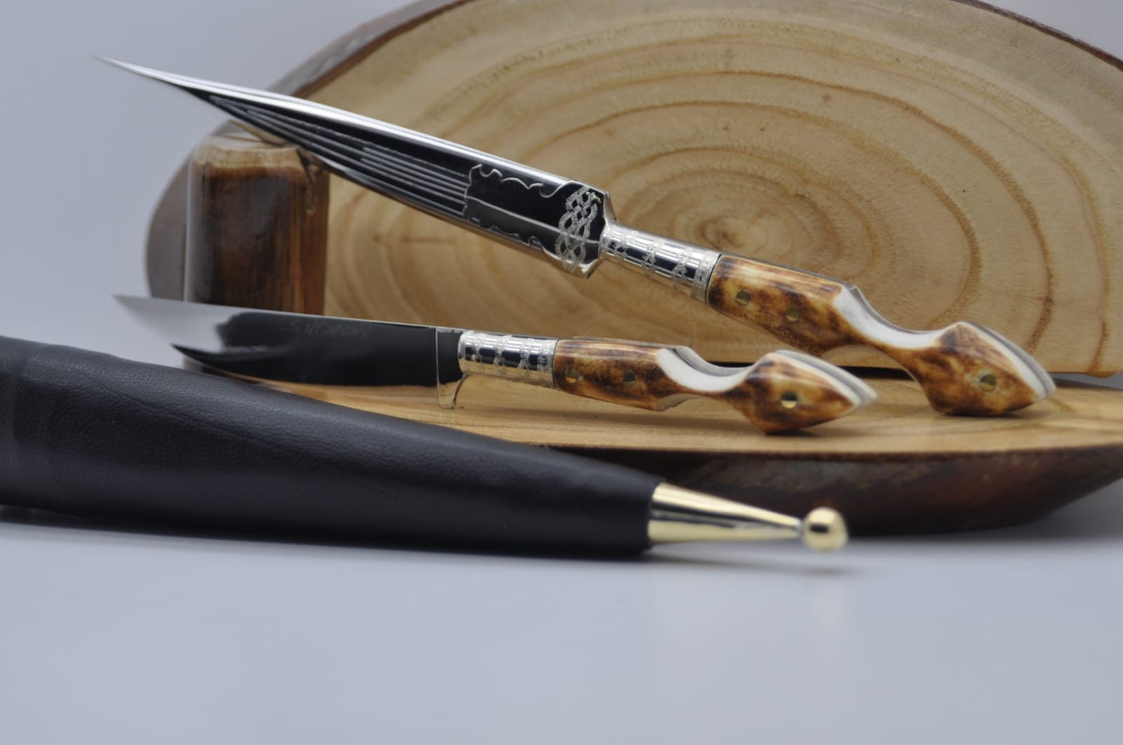 Antlers dagger leather cover knife wedge hunting knife Etsy