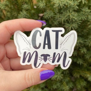 Sticker maman chat | Parent fourrure | Sticker brillant | Va au lave-vaisselle | Imperméable | Sticker pour ordinateur portable | autocollant pour voiture | Sticker bouteille d'eau | Cadeau