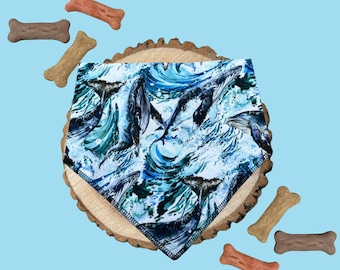 Whale Watching | Summer Ocean Pet Bandana | Snap On Bandana | Pet Accessories | Dog Bandana | Dog Lovers | Cat Lovers | Handmade | Gift