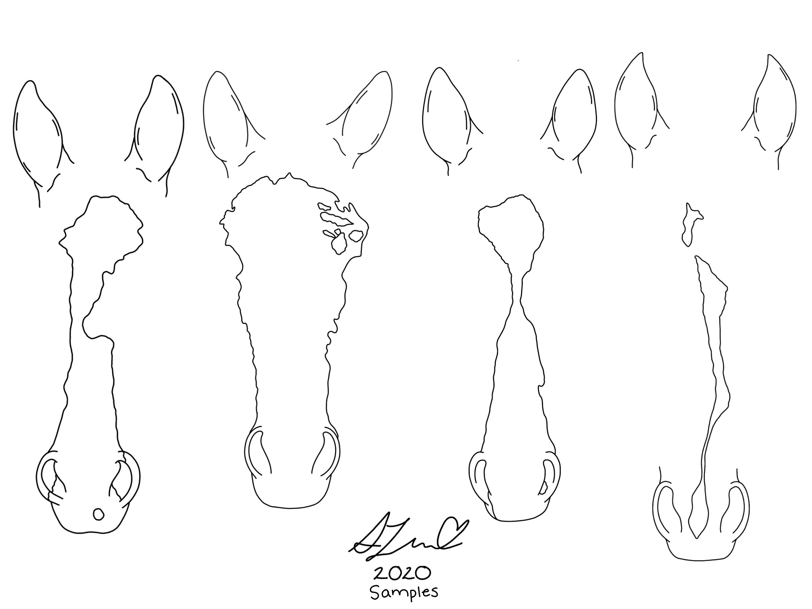 Individuelle Line Art Pferde-Esel-Umrisse Digitale - Etsy.de