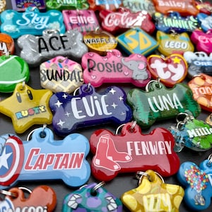 Create Your Own | Custom Resin Pet Tag | Resin Dog Tag | Resin Cat Tag | Cat Tag | Designer Tags | Glitter | Name Match Pet Tags | Themed