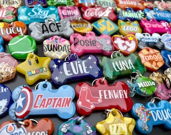 Create Your Own | Custom Resin Pet Tag | Resin Dog Tag | Resin Cat Tag | Cat Tag | Designer Tags | Glitter | Name Match Pet Tags | Themed