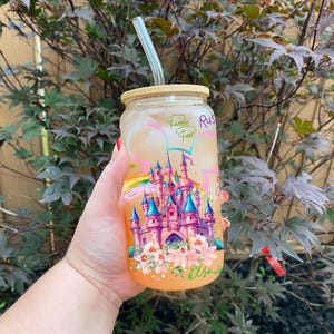 Cartoon Character Signature Glass Can | 16oz Libbey Glass | Beer Can With Bamboo Lid | Magical Signatures | Magical Castle Glass Can | Gift