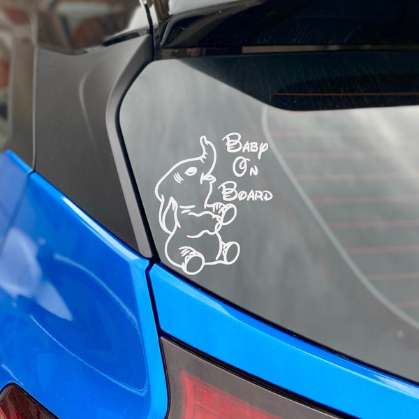 Baby On Board | Disney Dumbo Car Decal | Elephant Baby On Board | Vinyl Car Decal | Baby Shower | Baby Must Haves | Safety