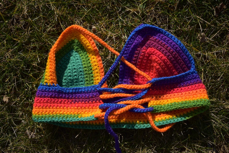 Size M-L Crochet Rainbow Bralette