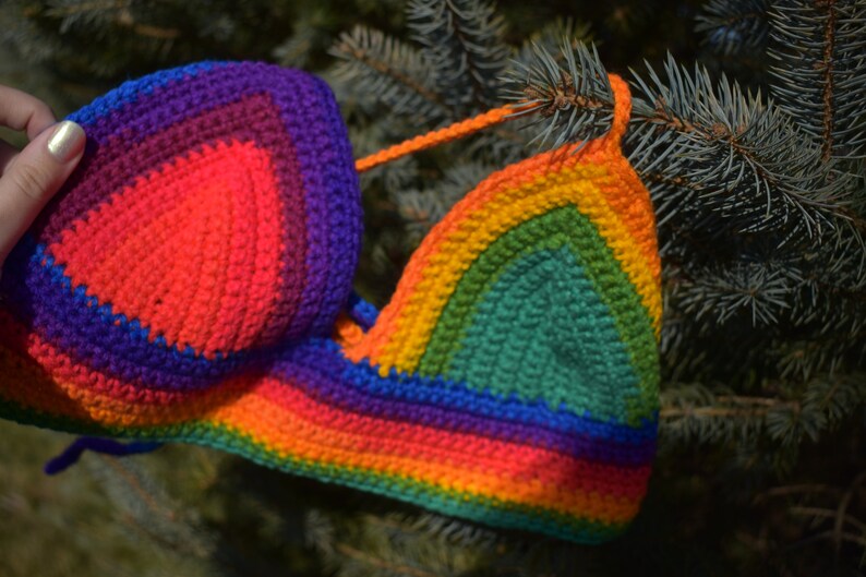 Size M-L Crochet Rainbow Bralette