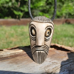 Óðinn amulet. Viking God Odin pendant. Wotan, Allfather jewelry. Norse mythology. Deity. Asatru. Scandinavian art - hand carved