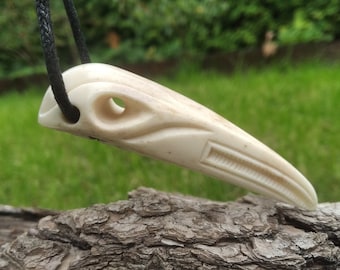 Viking Gog Odin Raven/Crow Skull amulet, Norse, Nordic jewelry, Scandinavian art, Pagan Artefact, Allfather, Wotan. Asatru - Hand-carved