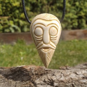 Óðinn amulet, Viking God Odin face Pendant, Wotan, Allfather necklace, Norseman Jewelry, Scandinavian warrior talisman, Nordic - hand carved