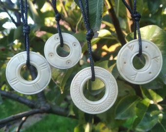 Viking Runic circle pendant, Ring of runes, Runic Wheel Necklace, Odin, Asatru, Celtic, Nordic amulet/talisman, Ancient symbols- hand carved