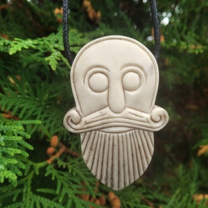 Óðinn amulet, Viking God Odin massive pendant/necklace with bindrune, Viking Allfather protective Amulet, Norse God Jewelry - hand carved