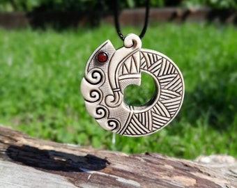 Hand-carved Beautiful Viking Ouroboros \ Jormungand amulet. Historical world snake jewelry. Norse Dragon necklace. Infinity oldest symbol
