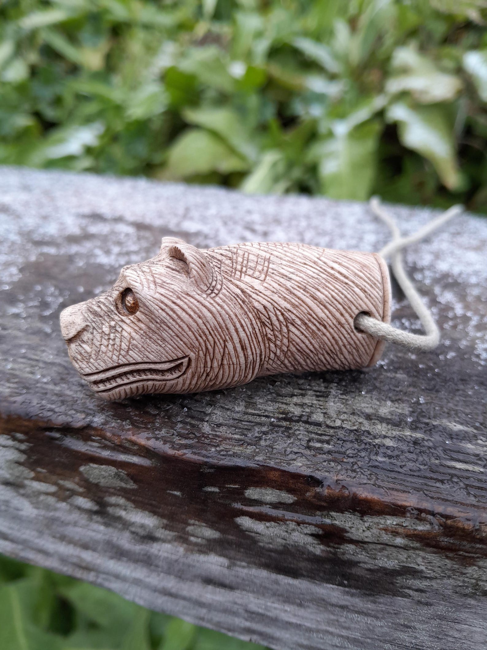 Runic Bear Form Antler Hand-carved Viking Bear Runic Amulet. Warrior Spirit of ...