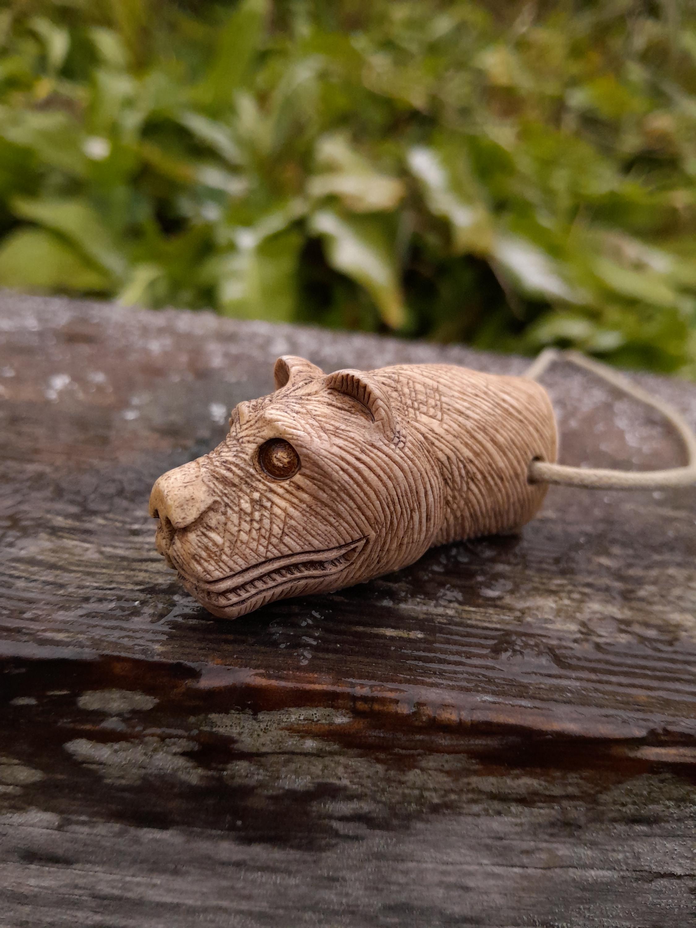 Antler Hand-carved Viking Bear Runic Amulet. Warrior Spirit of ...