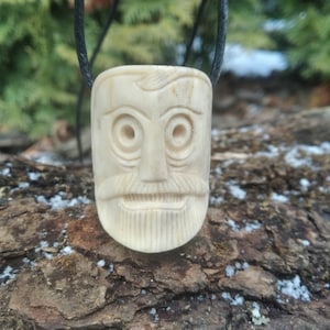 Hand carved Óðinn amulet, Viking God Odin Pendant, Allfather, Wotan necklace, Norse mythology talisman, Deity, Scandinavian Jewelry, Asatru