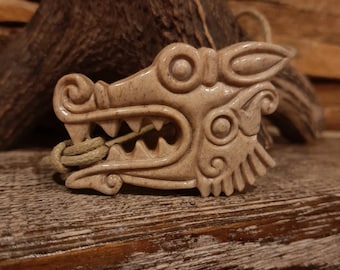 Hand-Carved Moose Antler Wolf Pendant: Scythian Amulet