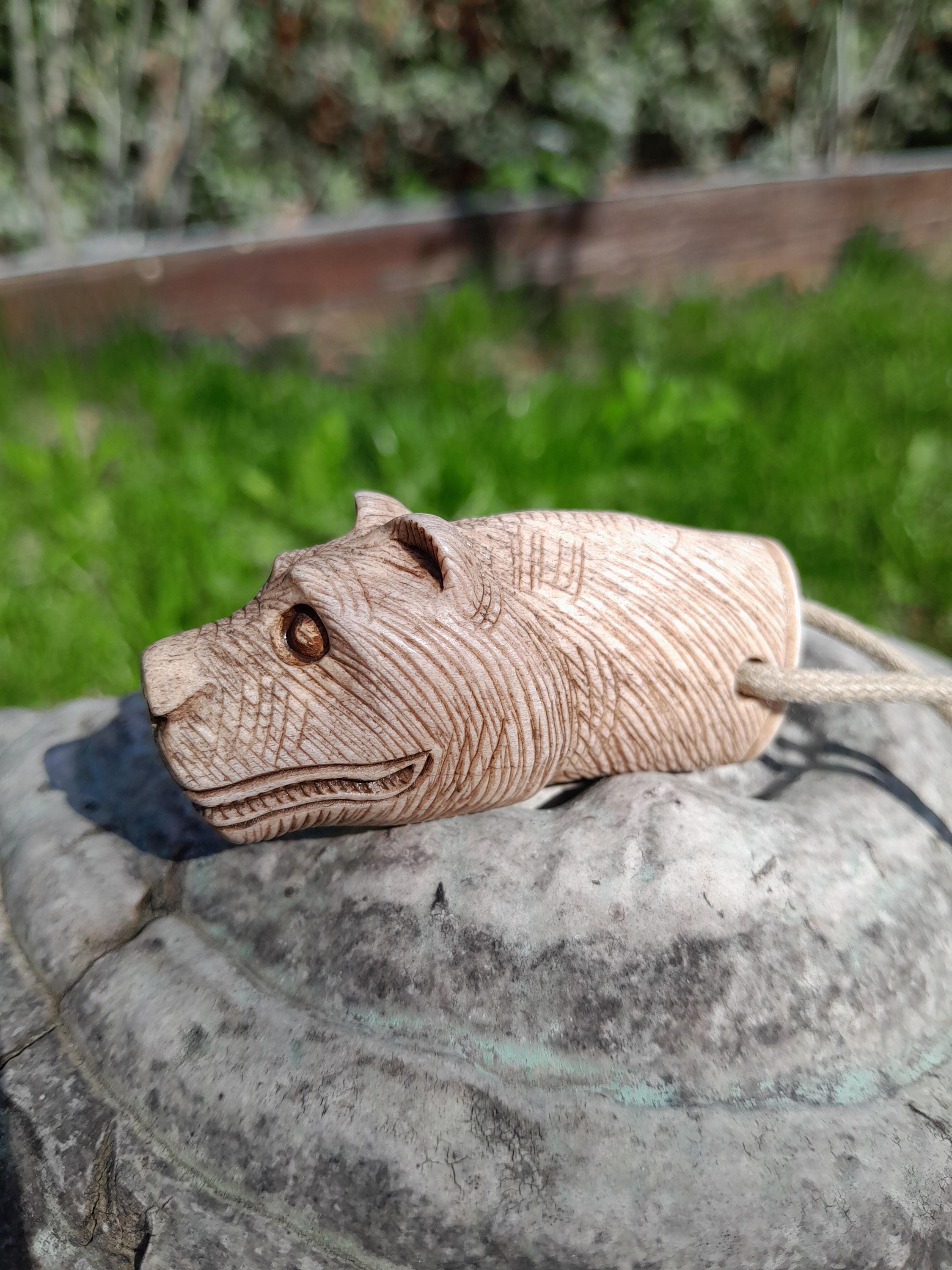 Antler Hand-carved Viking Bear Runic Amulet. Warrior Spirit of ...