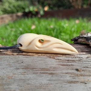 Hand-carved Viking raven skull amulet, Heathen jewelry, Huginn Muninn small protective pendant, Odin’s Crow. Celtic. Norse. Scandinavian