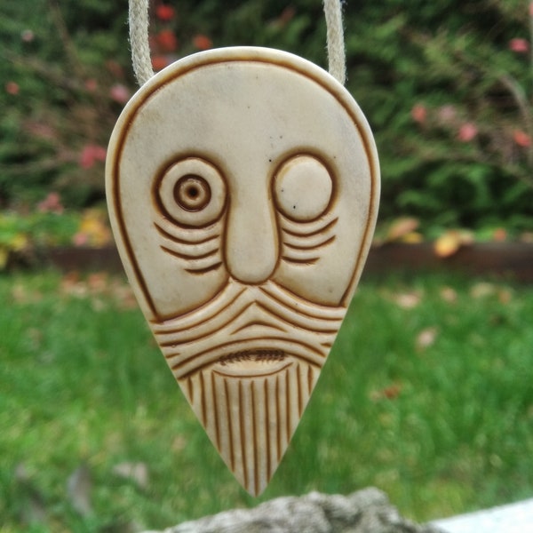 Óðinn amulet, Viking God Odin Pendant/necklace with Aegishjalmur, Wotan, Allfather amulet, Old Norse jewelry. Pagan.Nordic - hand carved