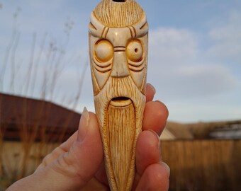 Hand-Carved moose antler amulet — double-sided Odin design with Raven | Nordic art pendant