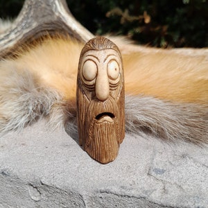 Hand-carved small figurine of Odin. Scandinavian God. Altar statue. Óðinn sculpture, Viking Allfather. Wotan. Old Norse Gods. Idol. Pagan.